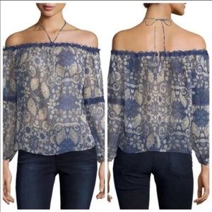 New Foxiedox off shoulder print top with tie. S/M